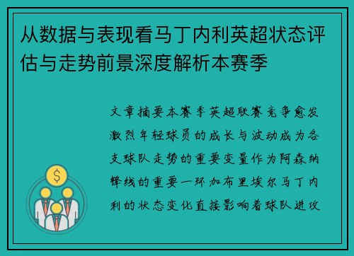 从数据与表现看马丁内利英超状态评估与走势前景深度解析本赛季